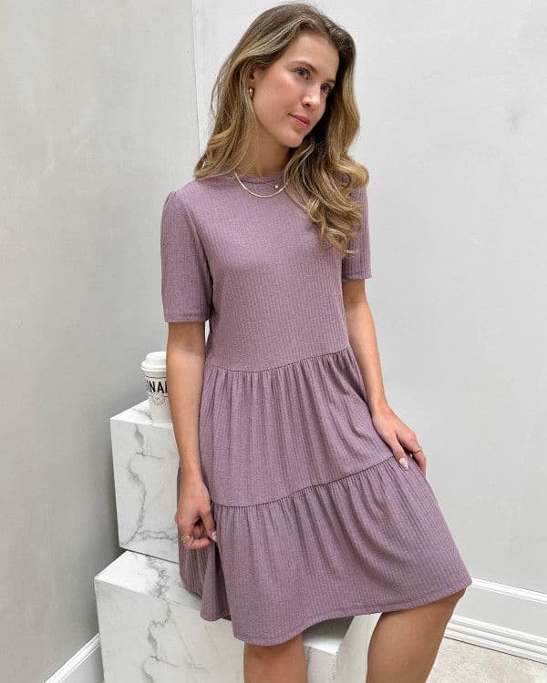 Onlnella Elderberry S/S O-Neck Dress - str M